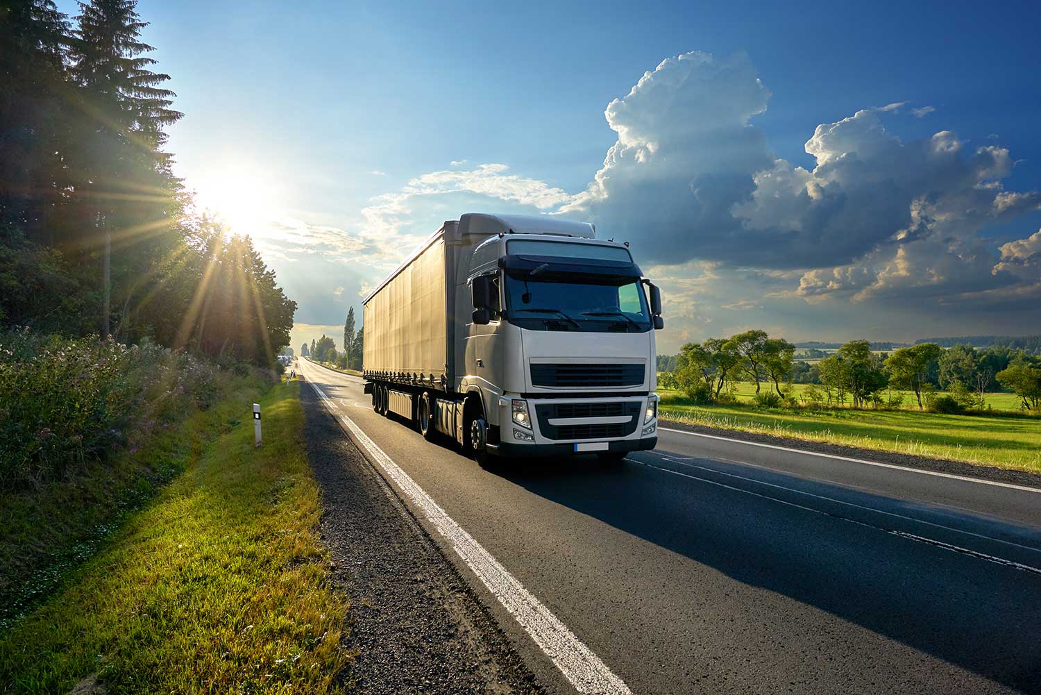 Truck driving on a road